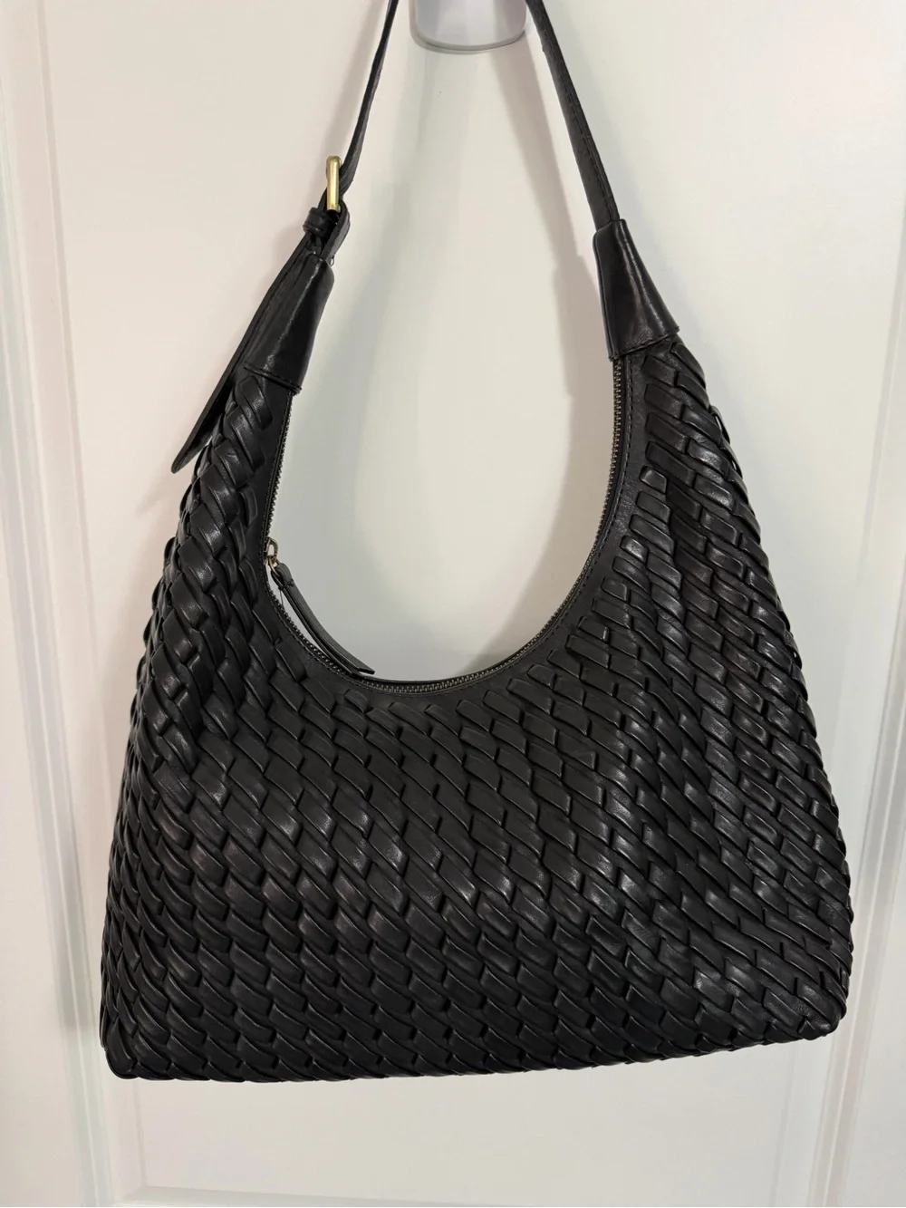 Black Woven Hobo Shoulder Bag